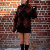 STAY COSY BROWN ARGYLE SWEATER