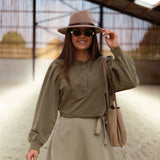 PATSY KHAKI BUTTON SWEATER