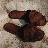 ZAFRA BROWN SUEDE SLIPPERS