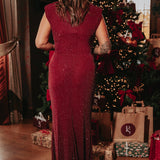 LUMINATE BORDEAUX RHINESTONE DRESS