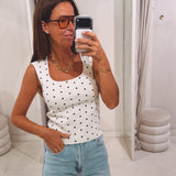 MARLIES ECRU POLKADOTS TOP
