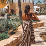 CRISTINA BROWN/ECRU STRIPED DRESS