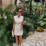 COTORREO BEIGE BLAZER DRESS