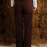 STUDS BROWN STRAIGHT JEANS 0670