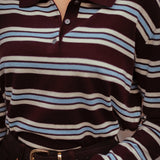 ADELAIDE BROWN STRIPED POLO SWEATER