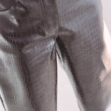 KATE BROWN CROCODILE LEATHER PANTS