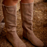BUCKAROO BEIGE SUEDE BOOTS