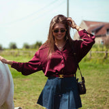 TAMMY BORDEAUX SATIN BLOUSE