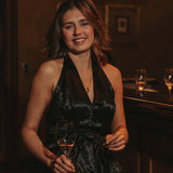 BOW AND GLOW BLACK HALTER TOP