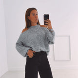 CAMILLE GREY CUT-OUT PULLOVER