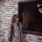 GEORGIA BROWN STRIPED SLEEVELESS BLAZER