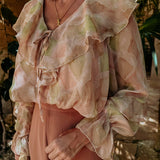 DESCANSO BEIGE RUFFLE BLOUSE