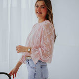 ARIANA LIGHT PINK LACE BLOUSE