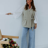 BABETTE KHAKI SLEEVELESS BLAZER