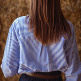 NEVADA BLUE STRIPED POCKET BLOUSE