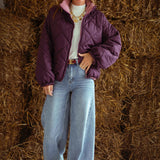 TRUDY BURGUNDY/PINK REVERSIBLE PUFFER JACKET