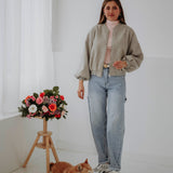 VERONIQUE GREY BOMBER JACKET