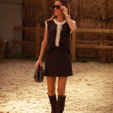 RAVENNA BROWN SLEEVELESS CARDIGAN