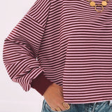 OLIVIA BORDEAUX STRIPED OPEN BACK SWEATER