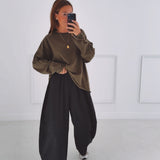 FLORENCE KHAKI CHECKERED BALLOON PANTS
