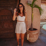 FARIDJA ECRU LINEN SHORT