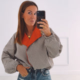 JENNIFER BEIGE/RED CHECKERED JACKET