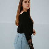 BRIA BLACK LACE SWEATER