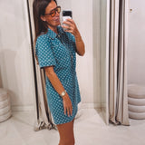 SANNE BLUE DENIM POLKADOTS DRESS