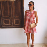 SOLANA RED/WHITE CHECKERED DRESS