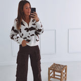 ANNELEEN ECRU COW PRINT PULLOVER