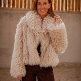 LENORA BEIGE FAUX FUR JACKET