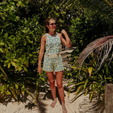 LOLITA BLUE FLOWER CROCHET TWO-PIECE SET