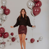 BOLD BURGUNDY LEATHER SKIRT