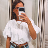 SIGRID WHITE CROPPED BLOUSE