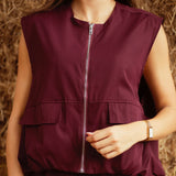 EMBERLY BORDEAUX SLEEVELESS JACKET