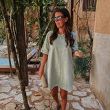ENSENADA LIGHT MINT GREEN DENIM DRESS