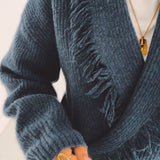 NINA DARK BLUE FRINGE PULLOVER