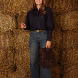 PRUDENCE DARK BLUE BUTTON BLOUSE