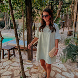 ENSENADA LIGHT MINT GREEN DENIM DRESS