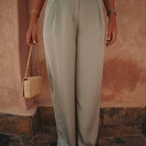 DAHAB SAGE GREEN SATIN PANTS