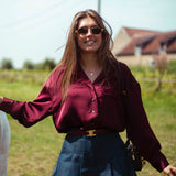 TAMMY BORDEAUX SATIN BLOUSE