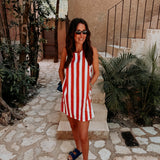 SOL, MAR Y TU RED/WHITE STRIPED DRESS