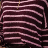 FLORENCE BURGUNDY/PINK STRIPED SWEATER