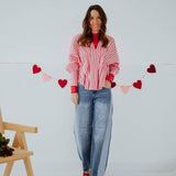 XOXO PINK/RED STRIPED BLOUSE