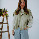 JOHANNA KHAKI SLEEVELESS JACKET