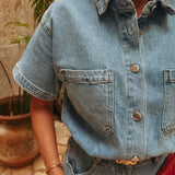 HERE FOR SUNSHINE BLUE DENIM PLAYSUIT