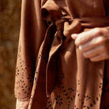 BRONCO BROWN SUEDE FLOWER JACKET