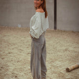 PRE-ORDER ASTER ECRU/DARK BLUE STRIPED LONGSLEEVE SHIRT