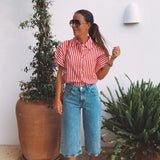 YOLANDA RED STRIPED BLOUSE