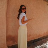 SIHAM LIGHT YELLOW WIDE LEG PANTS